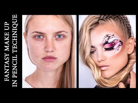 Видео: Fantasy Make Up in Pencil Technique \ Видео-урок "Фантазийный макияж"