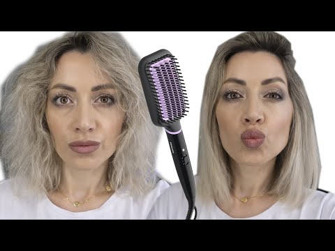 Видео: ОБЗОР и челендж для OLGA GLOSS - Щетка-выпрямитель PHILIPS StyleCare Essential BHH880/00!!!