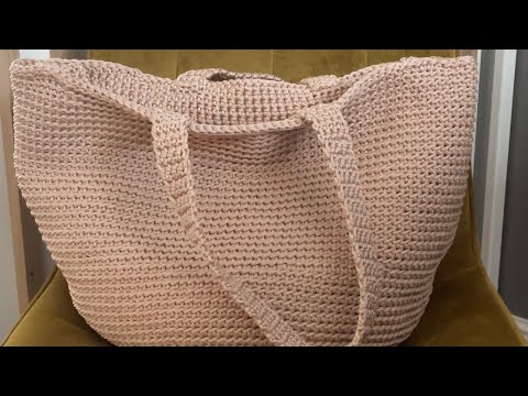 Видео: Простой шопер крючком, Пляжная сумка из полиэфирного шнура, МК для новичков