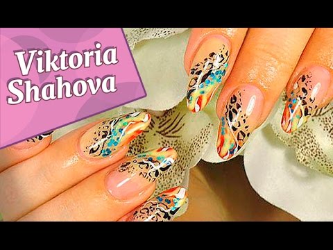 Видео: Дизайн на короткие ногти "Тигровой лилии цветок"