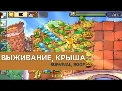 Видео: Plants vs zombies - Survival (Roof), выживание (крыша)