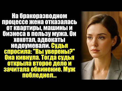Видео: На бракоразводном процессе жена отказалась от квартиры, машины и бизнеса в пользу мужа. Он хохотал