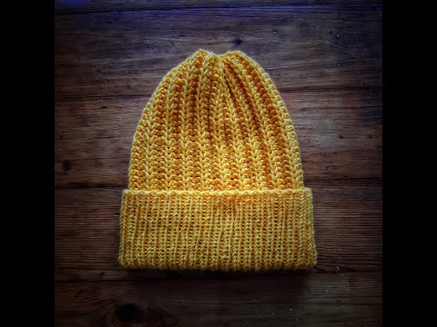 Видео: Простая шапка спицами. Резинка патронташ.