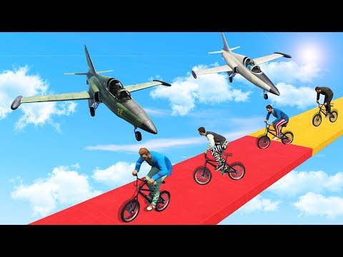 Видео: БЕГУНЫ НА BMX ПРОТИВ САМОЛЕТОВ НА БЕЗУМНОЙ ТРОПЕ СМЕРТИ! (GTA 5 Смешные моменты)