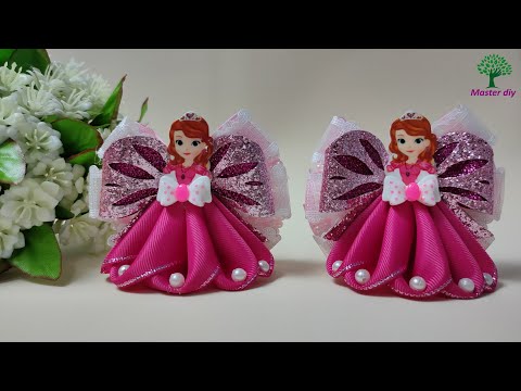 Видео: Бантики игрушка с принцессой София в розовом\Master diy МК канзаши