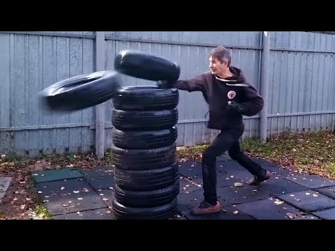 Видео: Удары кулаками по шинам, и в макивару. День 64, 65.