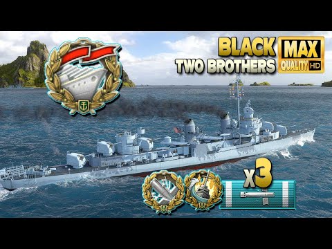 Видео: эсминец Black: простой «Воин-одиночка» на карте «Два брата» - World of Warships