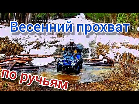 Видео: Нашли весенние лужи и первую грязь в просеке! Stels-300b & CF-500a! отличное утро на квадроциклах!