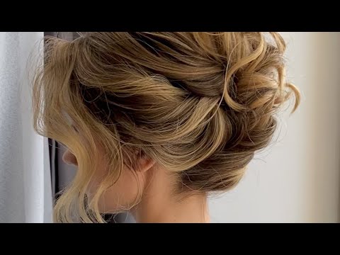 Видео: Объемный высокий пучок, ракушка из локонов 🔥 Wedding hairstyle. Beautiful high bun.