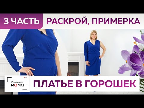 Видео: Модное платье в горошек на запахе для Оли. Часть 3. Раскрой изделия из макетной ткани и примерка