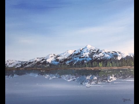 Видео: Акрил. Отражение и заснеженные горы.Acrylic.Reflections and Snow on the mountains