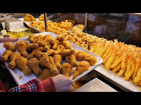 Видео: Ежедневно продается 1000 штук жареной курицы и жареных креветок ?! / korean street food