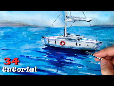 Видео: Как нарисовать море акварелью. Объясняю без ускорения (почти).