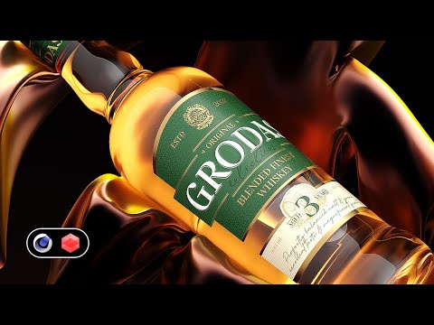 Видео: Настоящая визуализация бутылки виски в C4D (Redshift)