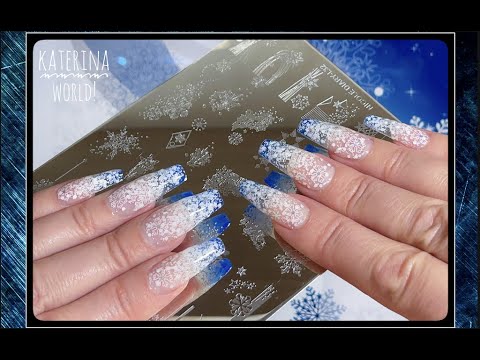 Видео: Снежные Ногти / Стемпинг с пластиной  NICOLE DIARY №L32  / Зимний маникюр.