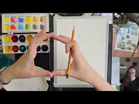 Видео: Котики среди кувшинок акварелью