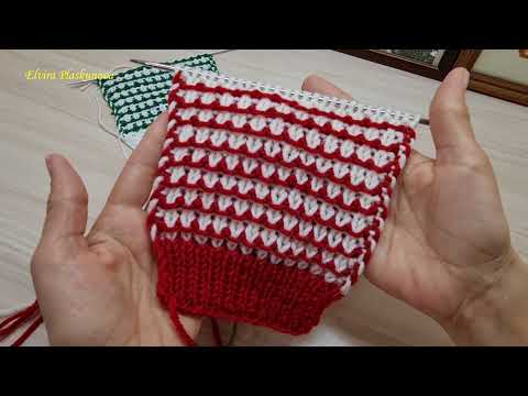 Видео: Двухцветный узор, ленивый жаккард спицами. Pattern 2 colors/