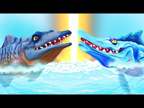 Видео: МОЗАЗАВР ПРОТИВ МИСТЕРА КУСАКИ! БИТВА АКУЛ! | Hungry Shark Evolution против Hungry Shark World