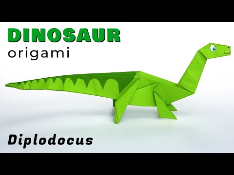 Видео: Оригами динозавр легко. Диплодок | Как сделать динозавра из бумаги из А4.