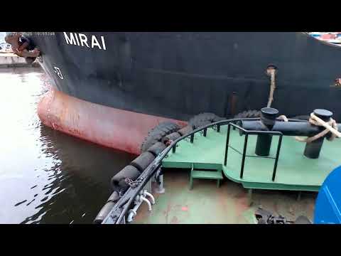 Видео: Вид швартовки с буксира. Работа буксиров.