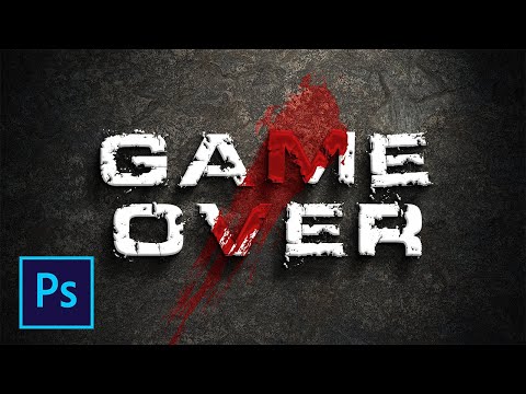 Видео: Как сделать текст с тенью и кровью на фоне каменной стены в фотошопе