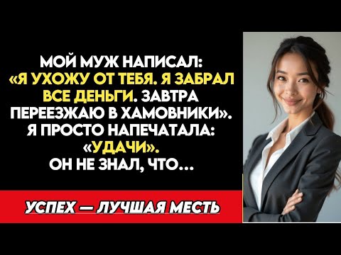 Видео: Муж скинул СМС: «Я ушёл и забрал всё». Я лишь ответила «Удачи» — он не знал, что будет дальше…