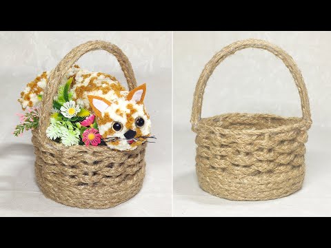 Видео: DIY jute crafts. Делаем корзинку из джута. Смотрите как это легко!