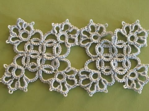 Видео: Фриволите иглой .Квадратный мотив 1.Часть 2