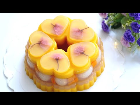 Видео: Желейный торт Сакура и манго ❤ (Beautiful Sakura Mango Jelly Cake)  #littleduckkitchen