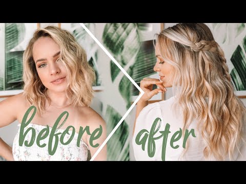 Видео: Наращивание волос на короткие волосы + прически для плавного перехода от наращенных волос к прядя...