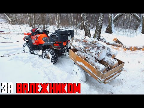 Видео: ЗИМОЙ НА КВАДРОЦИКЛЕ ЗА ДРОВАМИ. ПЕРЕВЕРНУЛ ПРИЦЕП