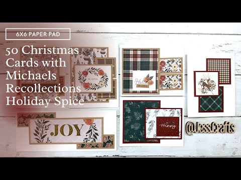 Видео: 50 рождественских открыток из 6x6-бумажной бумаги Michaels Holiday Spice Paper