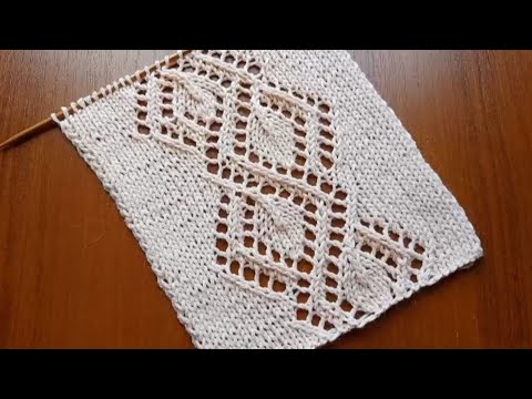 Видео: Узор "Ажурный орнамент" спицами + схема. Knitting pattern "An openwork ornament" + scheme.