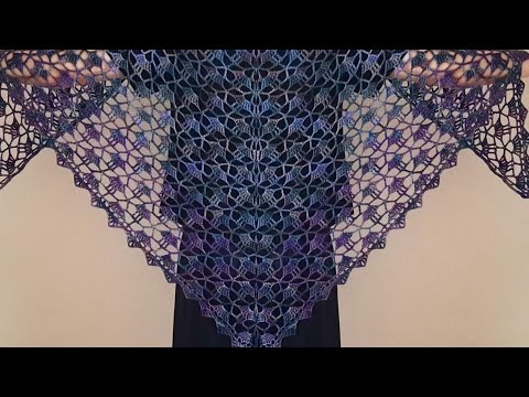Видео: Как связать легкую шаль крючком чудесным ажурным узором. Легко, быстро и экономит потоки