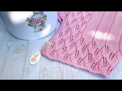 Видео: Детский Плед узором "Листья" / Как связать плед