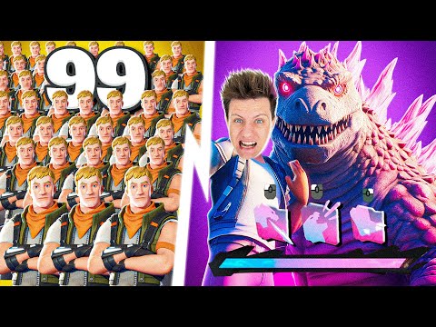 Видео: ГОДЗИЛЛА VS 99 ПОДПИСЧИКОВ в Фортнайт