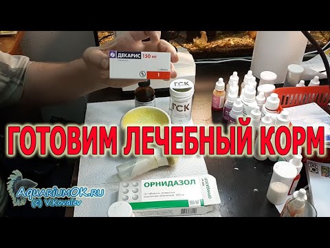 Видео: Как приготовить лечебный корм для рыбок против гексамитоза и гельминтоза.