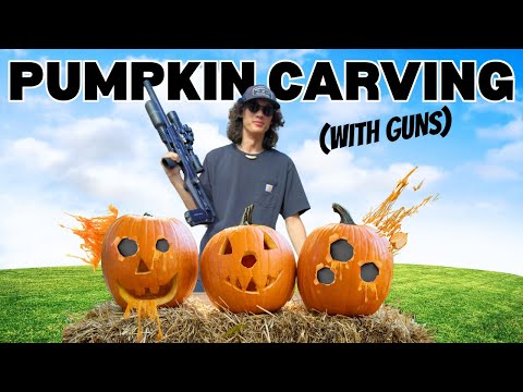 Видео: Соревнование по резьбе по тыкве... с помощью пневматического оружия!