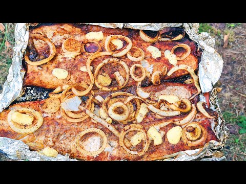 Видео: Верхогляд с сыром в шарабане. Рыба горячего копчения на мангале