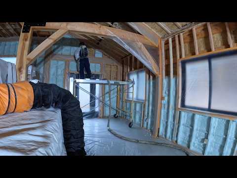 Видео: Наконец-то пришло время для утепления спреем-пены в нашем BARNDOMINIUM