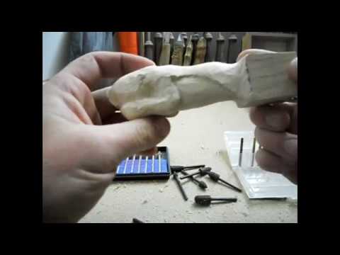 Видео: Резная рукоять ножа, резьба по дереву. 1-ая часть