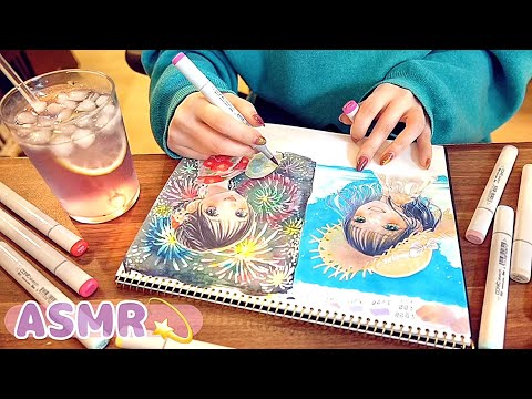 Видео: Поздний вечер рисования 🌙 Летняя иллюстрация [COPIC]