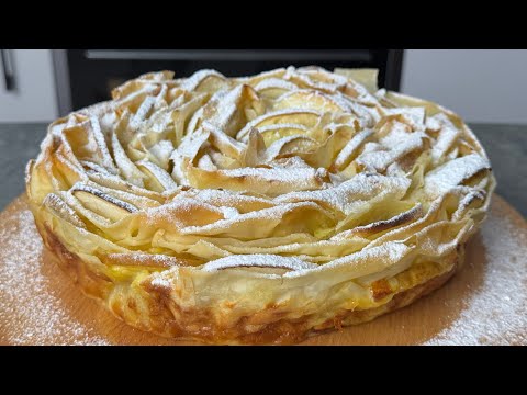 Видео: Заливной пирог из теста фило с фруктами — нежный, хрустящий и очень простой в приготовлении