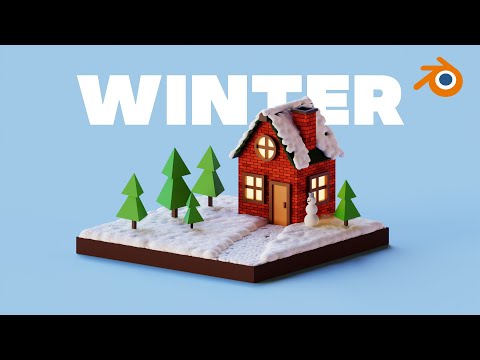Видео: ⛄Зимняя сцена в Blender.❄️