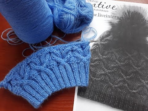 Видео: Шапка с аранами спицами. Часть 3.