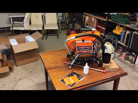Видео: Распаковка и подготовка безвоздушного аппарата Aspro 2700 к работе. Первый запуск Aspro 2700.