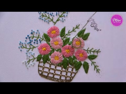 Видео: Ручная вышивка: корзина с ромашками в слитках