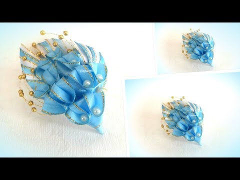 Видео: Брошь, бутоньерка канзаши / diy brooch