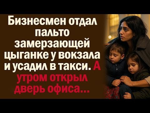 Видео: Бизнесмен отдал пальто замерзающей цыганке у вокзала и усадил в такси. А утром открыл дверь офиса...