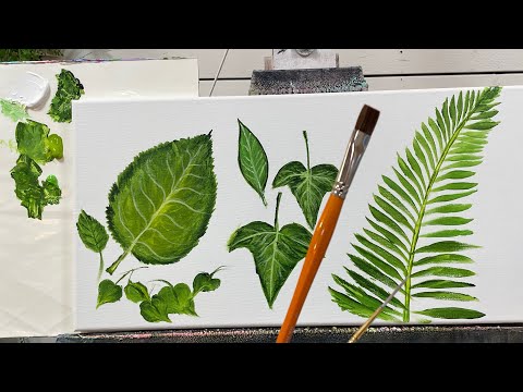 Видео: ЛЕГКО! КАК РИСОВАТЬ ЛИСТЬЯ 🍃 пошаговый урок рисования акрилом